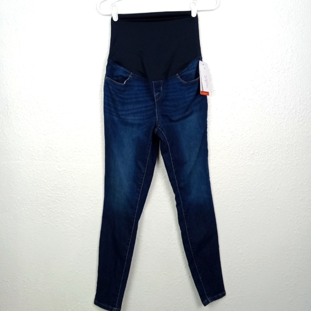 Isabel Ingrid Jeans Tag 2/29 Maternity Skinny Crossover Panel Dark Wash Denim
